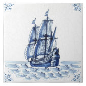 Carreau Bateau à voile Delft Blue Dutch Style Frigate Scho (Devant)