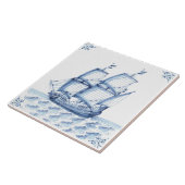 Carreau Bateau à voile Delft Blue Dutch Style Frigate Scho (Côté)