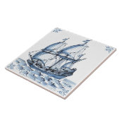 Carreau Bateau à voile Delft Blue Dutch Style Frigate Scho (Côté)