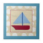 Carreau Bateau à voile pour enfants par Chariklia Zarris<br><div class="desc">Chariklia Zarris a créé cette impression de voilier pour enfants. Une voile bleue motif à damiers avec une coque rouge complète le colis. Si vous cherchez une pièce spéciale à placer dans la crèche d'un enfant c'est celle pour vous!</div>