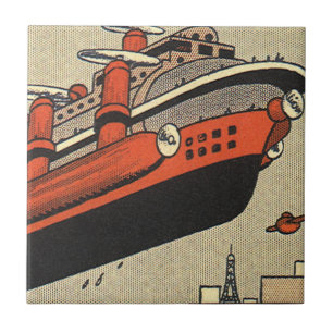 Carreau Bateau de croisière d'hélicoptère de science-ficti