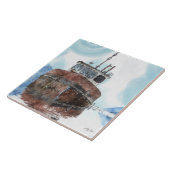 Carreau Bateau de pêche 4 aquarelle Art 6" Carrelage décor (Côté)