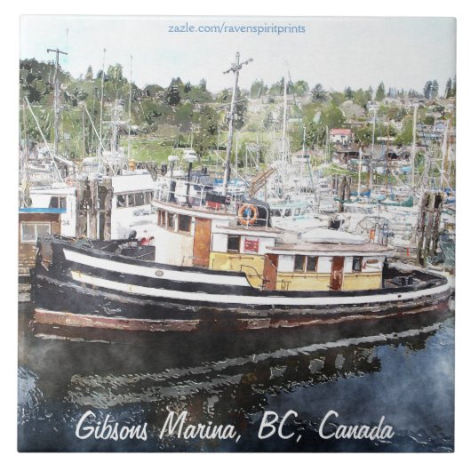 Carreau Bateau de pêche 5 aquarelle Art 6" Carrelage (Devant)