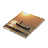 Carreau Bateau de pêche au coucher du soleil (Côté)