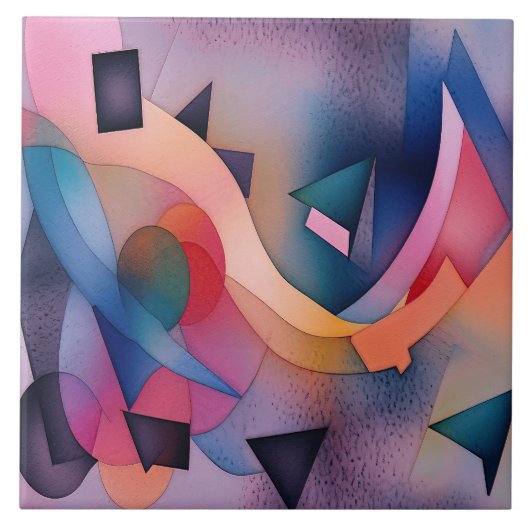 Carreau "Bateau sur l'eau" Art Abstrait contemporain (Devant)