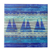 Carreau Bateaux à voiles à décors bleu marine (Devant)