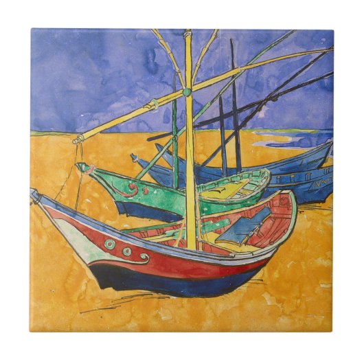 Carreau Bateaux de Van Gogh Impressionnisme Plage (Devant)