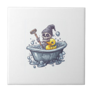 Carreau Bath Time Bones � Crâne drôle mignon dans la baign