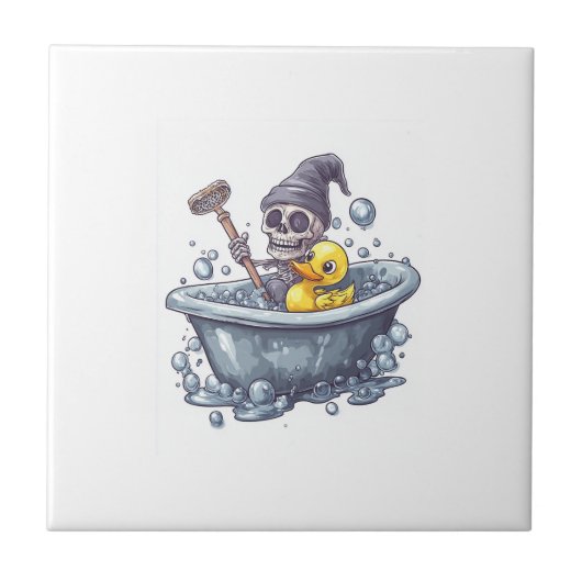 Carreau Bath Time Bones � Crâne drôle mignon dans la baign (Devant)