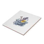 Carreau Bath Time Bones � Crâne drôle mignon dans la baign (Côté)