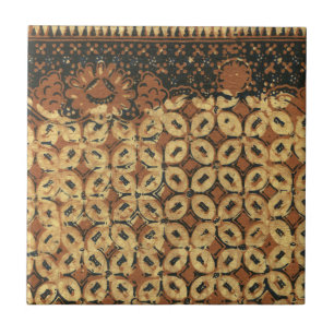 Carreau Batik Kawung vintage indonésien à motif rustique