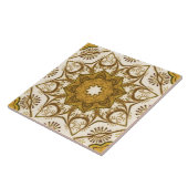 Carreau Batik Mandala Motif Mustard Gold et Crème (Côté)