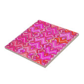 Carreau Batik tribal à Fuchsia, Coral rose et rouge (Côté)