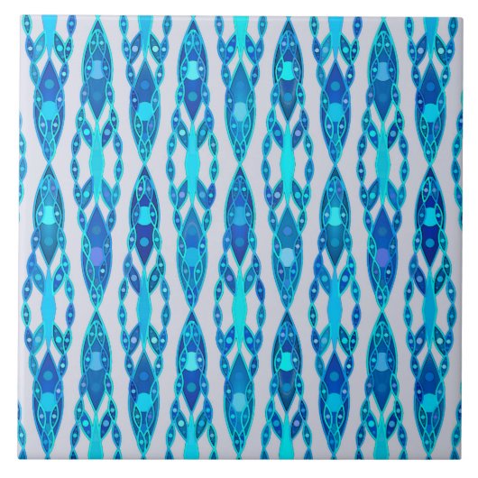 Carreau Batik tribal - gris bleu et argenté de saphir (Devant)