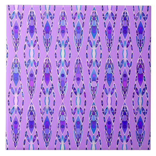 Carreau Batik tribal - Lavande, bleu et violet (Devant)