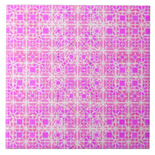 Carreau Batik tribal - nuances de rose et d'orchidée