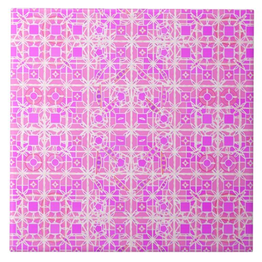 Carreau Batik tribal - nuances de rose et d'orchidée (Devant)