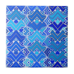 Carreau Batik Tribal Print, Cobalt et Cerulean Blue