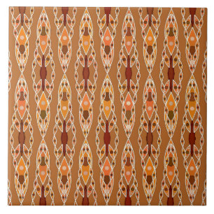 Carreau Batik Tribal - Rouille, Terracotta et Beige