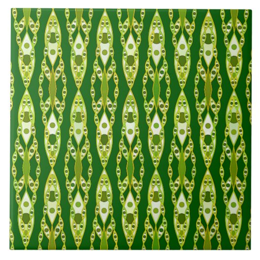 Carreau Batik tribal - vert-foncé et avocat (Devant)