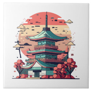 Carreau Bâtiment d'art coloré du Japon