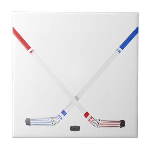 Carreau Bâtons de hockey et galet de glace (Devant)