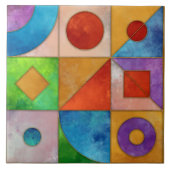 Carreau Bauhaus Aquarelle géométrique abstrait N3 (Devant)