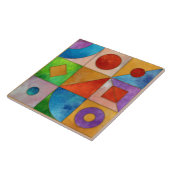 Carreau Bauhaus Aquarelle géométrique abstrait N3 (Côté)