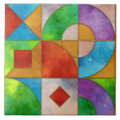 Carreau Bauhaus Aquarelle géométrique N2 abstrait (Devant)