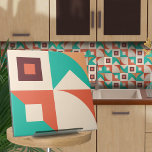 Carreau Bauhaus géométrique abstrait N1<br><div class="desc">Bauhaus style géométrique carrelage abstrait en bleu turquoise,  vin et palette de couleur sienne brûlée.</div>