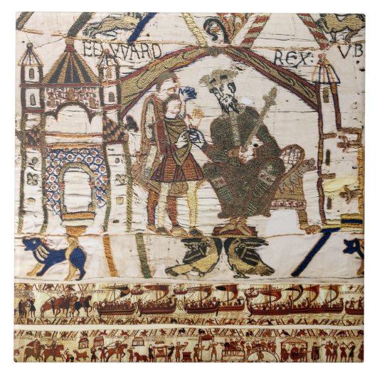 Carreau BAYEUX TAPESTRY King Edward Confessor et Harold (Devant)