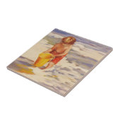 Carreau Beach Boy Enfant dans les vagues de l'océan (Côté)