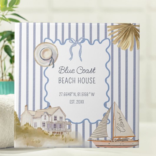 Carreau Beach House Blue Coastal Chic Blue Stripes