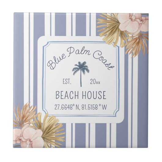 Carreau Beach House Blue Stripes Côte Boho Ferme (Devant)