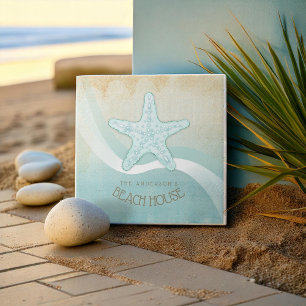 Carreau Beach House Nautical Starfish Aqua Blue ID623
