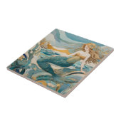 Carreau Beach Mermaid by the Sea Turquoise Gold Left side (Côté)