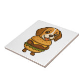 Carreau Beagle drôle avec Burger Créature mythique drôle (Côté)