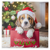 Carreau Beagle Puppy Christmas Design, (Devant)