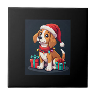 Carreau Beagle Xmas Éclairage Santa Beagle Chien Noël Ta