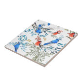 Carreau Beau Aquarelle Oiseaux et Motif de Foliage (Côté)