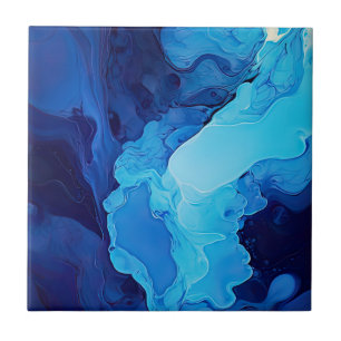 Carreau Beau Bleu Abstrait Moderne Art Fluide Artistique