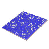 Carreau Beau bleu blanc classique fleurs motif (Côté)