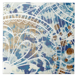 Carreau Beau bleu blanc gris cuivre motif loft styl