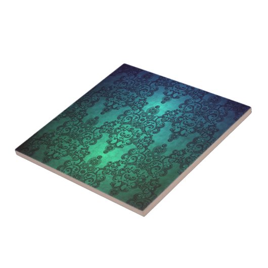 Carreau Beau bleu turquoise bleu vert Damask (Côté)