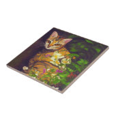 Carreau Beau chat abyssinien dans un jardin de minuit (Côté)