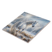 Carreau Beau Cheval à Noël de neige (Côté)