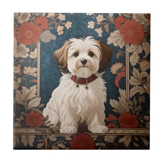 Carreau Beau Chien Havanais William Morris Floral (Devant)