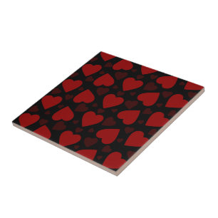 Carreau Beau coeur rouge motif sur noir