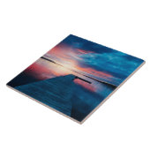 Carreau Beau coucher de soleil sur un lac de Calme (Côté)