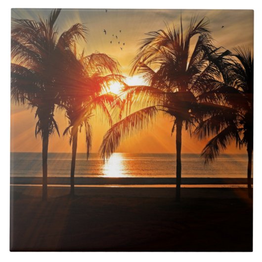 Carreau Beau coucher de soleil tropical (Devant)